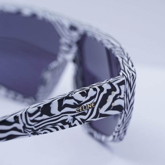 Celine CL40195I 04A Shield Sunglasses - Shiny Zebra/Smoke - Picture 5 of 12
